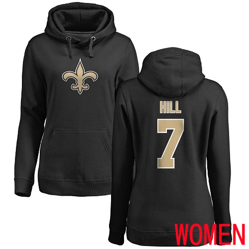 New Orleans Saints Black Women Taysom Hill Name and Number Logo NFL Football 7 Pullover Hoodie Sweatshirts